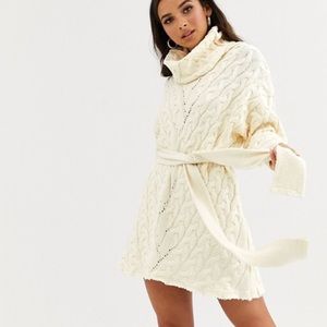 FREE PEOPLE Cable Knit Sweater Dress - Large